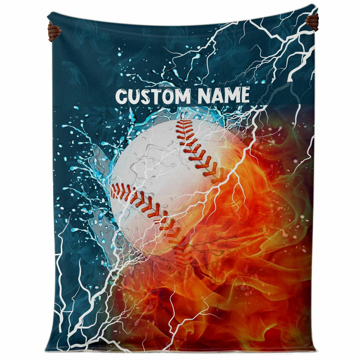 Personalized Name Baseball Blanket, Custom Name Sports Blanket for Boys & Girls