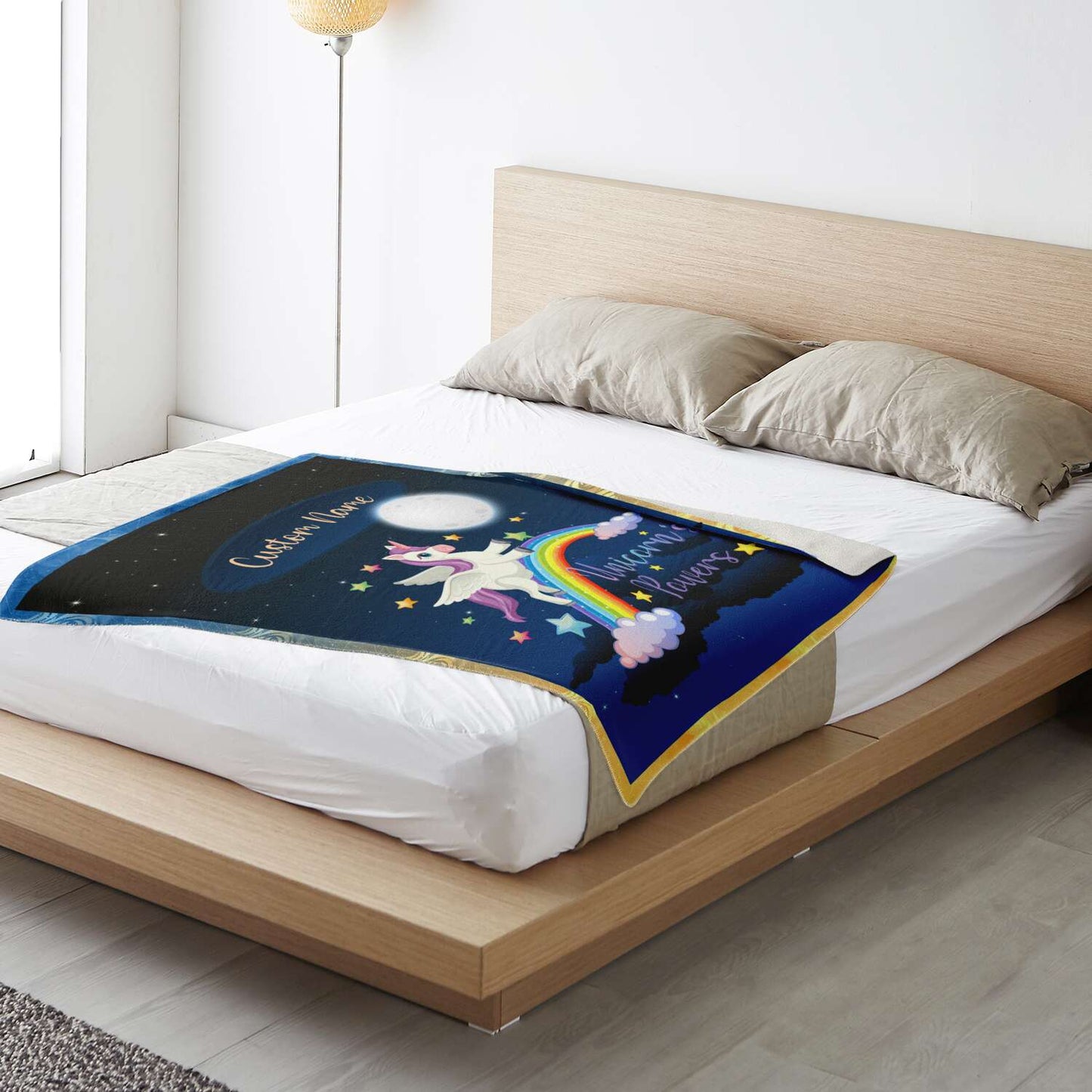 Personalized Name Unicorn Blanket for Kids, Custom Name Blanket for Boys and Girls