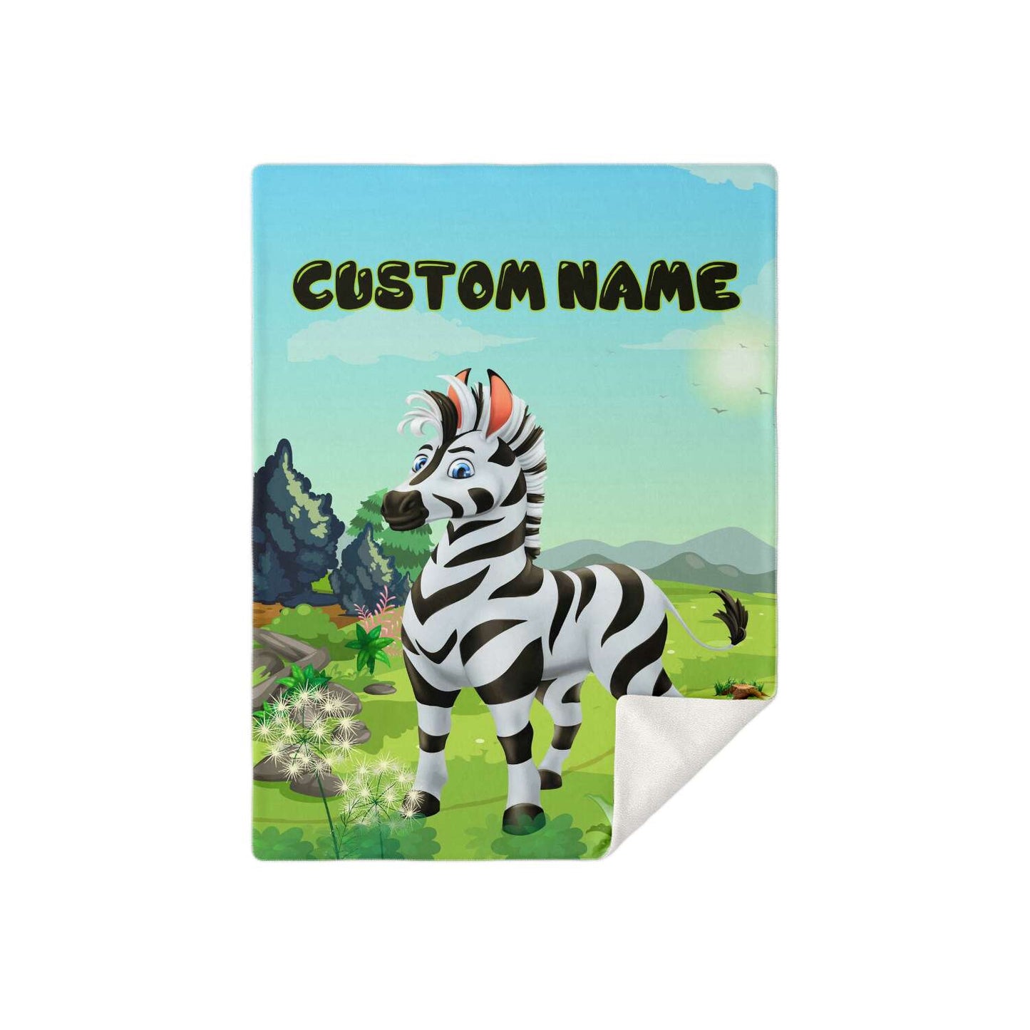 Personalized Name Zebra Blanket, Custom Name Wild Animals Blanket for Boys & Girls