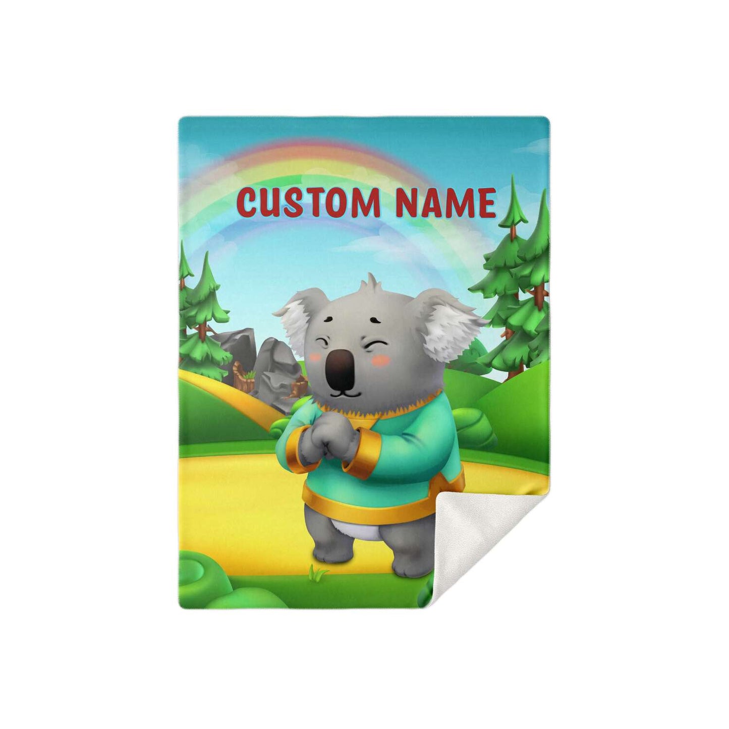 Personalized Name Koala, Animal Blanket for Kids, Custom Name Blanket for Boys & Girls