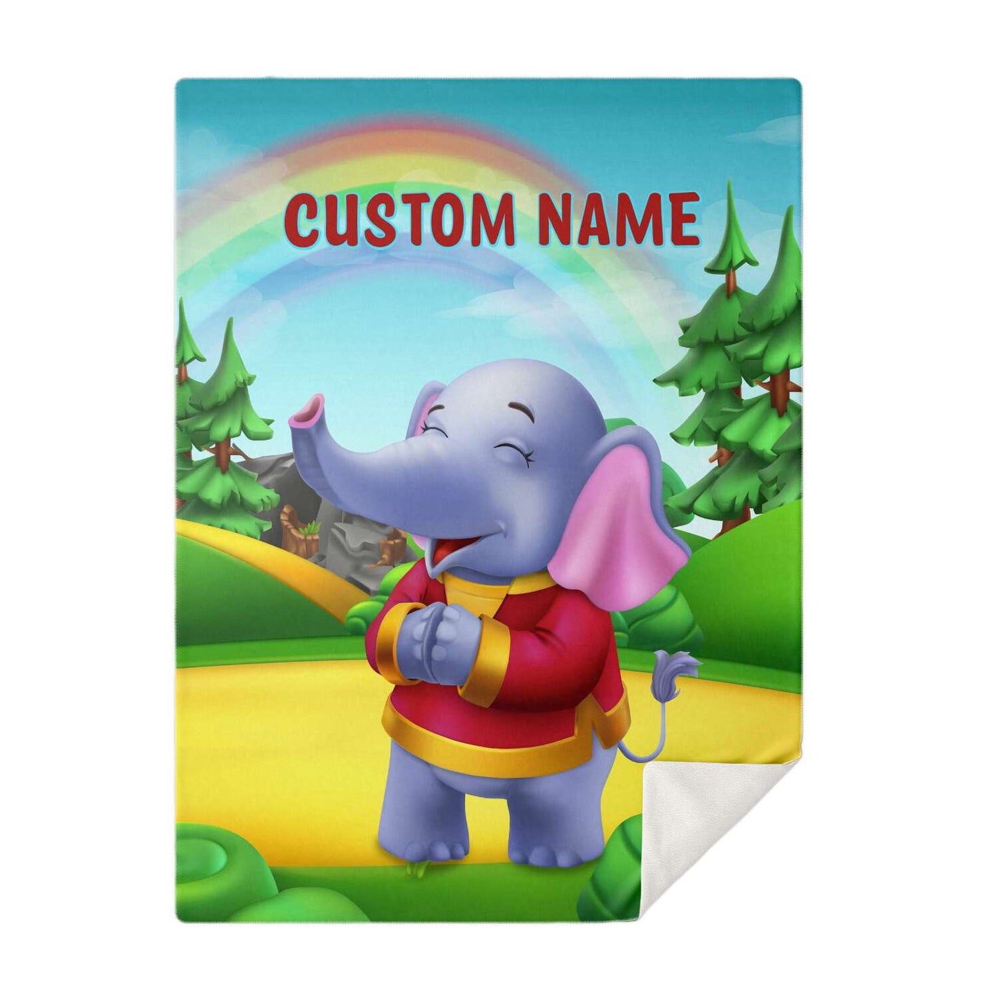 Personalized Name Elephant, Animal Blanket for Kids, Custom Name Blanket for Boys & Girls