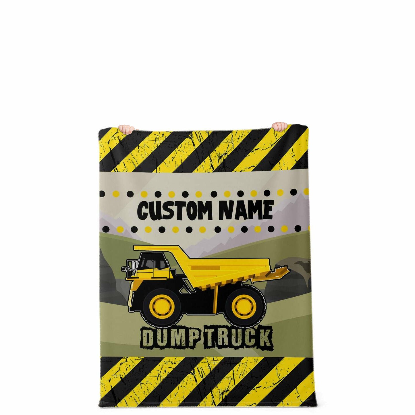 Personalized Name Dump Truck Blanket for Kids, Boys and Girls Custom Name Blanket