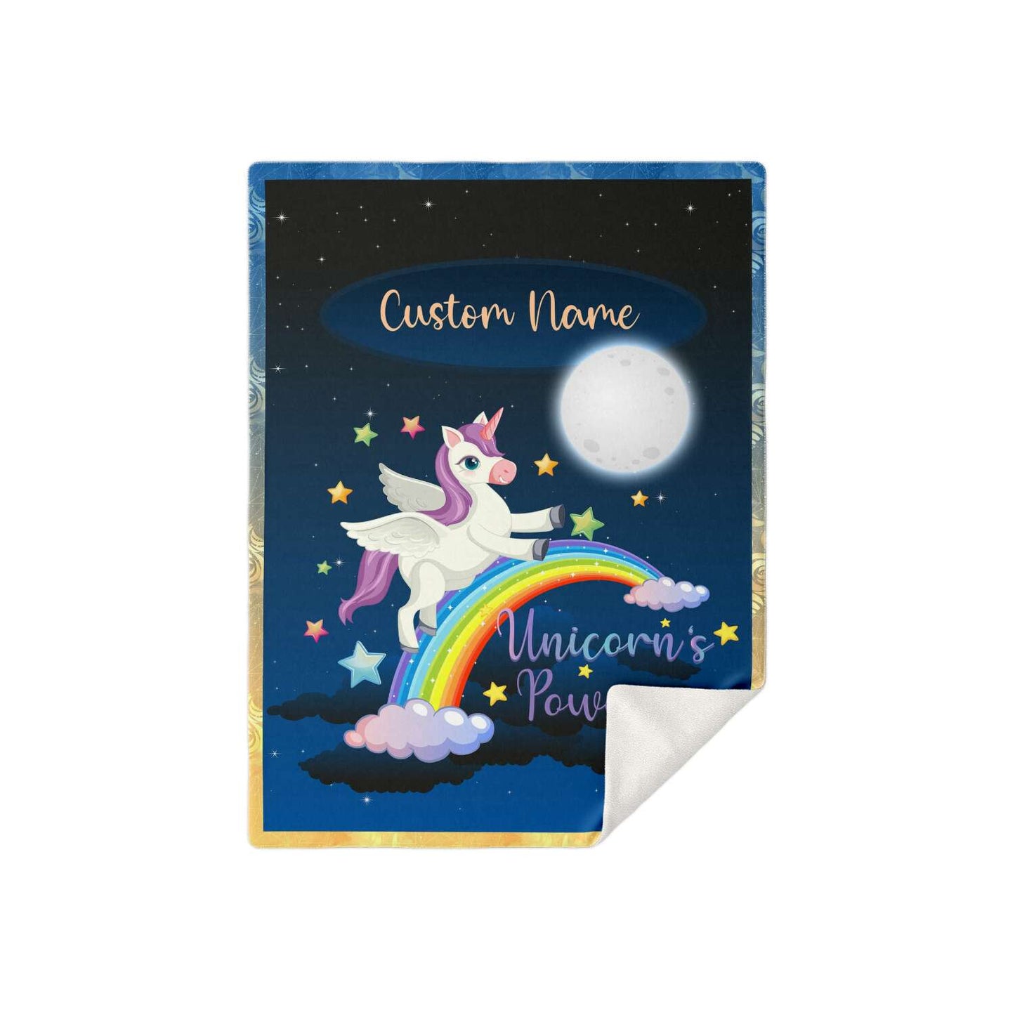 Personalized Name Unicorn Blanket for Kids, Custom Name Blanket for Boys and Girls