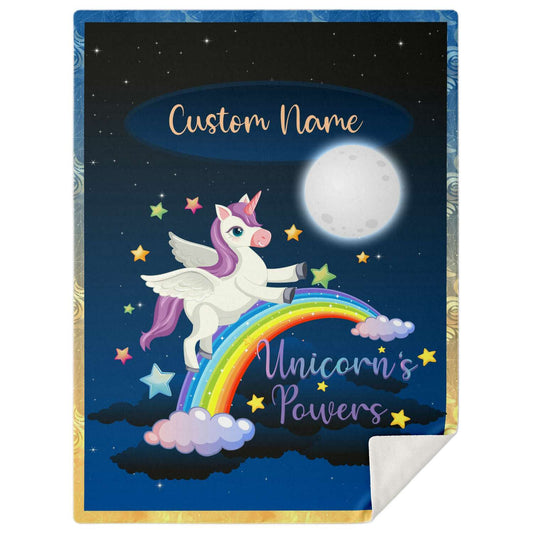 Personalized Name Unicorn Blanket for Kids, Custom Name Blanket for Boys and Girls