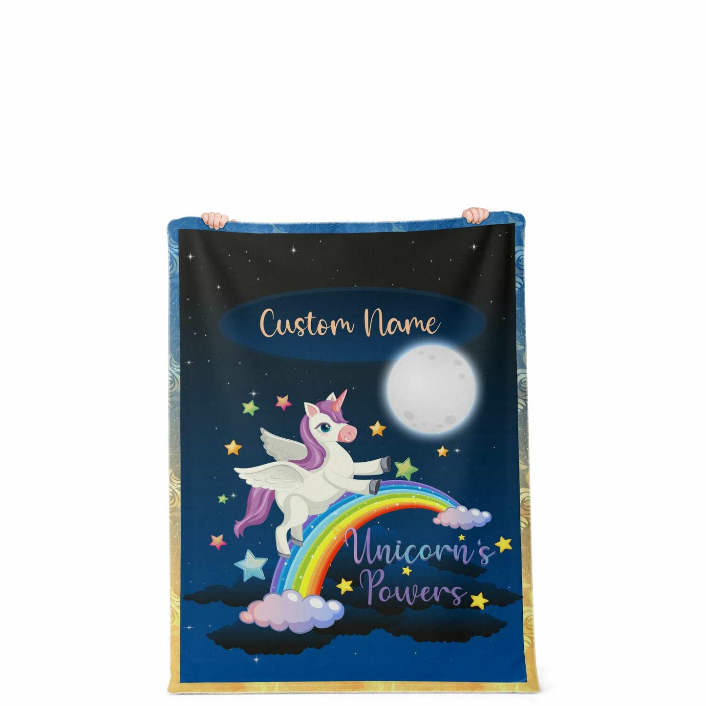 Personalized Name Unicorn Blanket for Kids, Custom Name Blanket for Boys and Girls