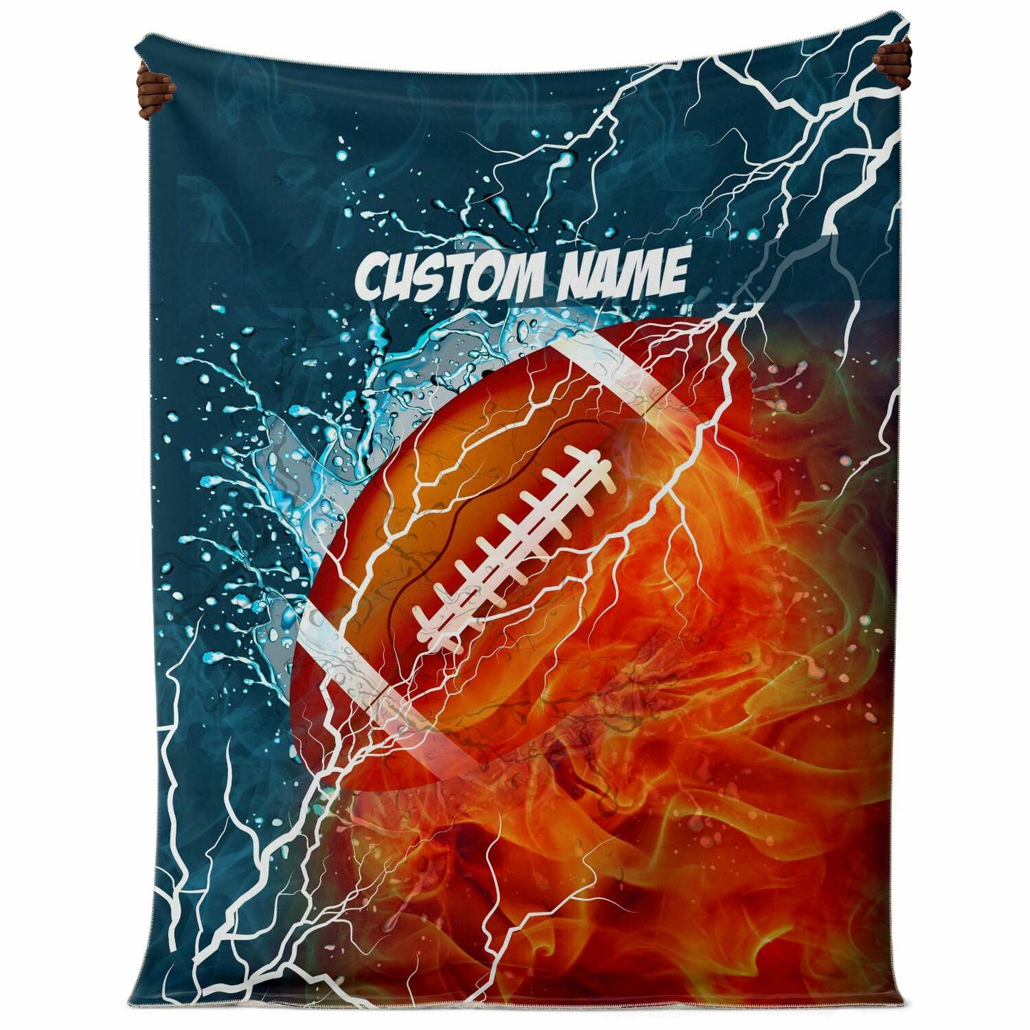 Personalized Name American Football Blanket, Custom Name Sports Blanket for Boys & Girls