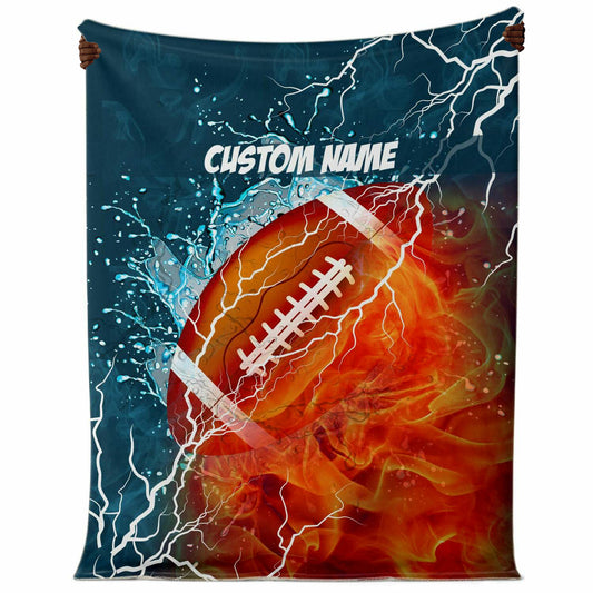 Personalized Name American Football Blanket, Custom Name Sports Blanket for Boys & Girls