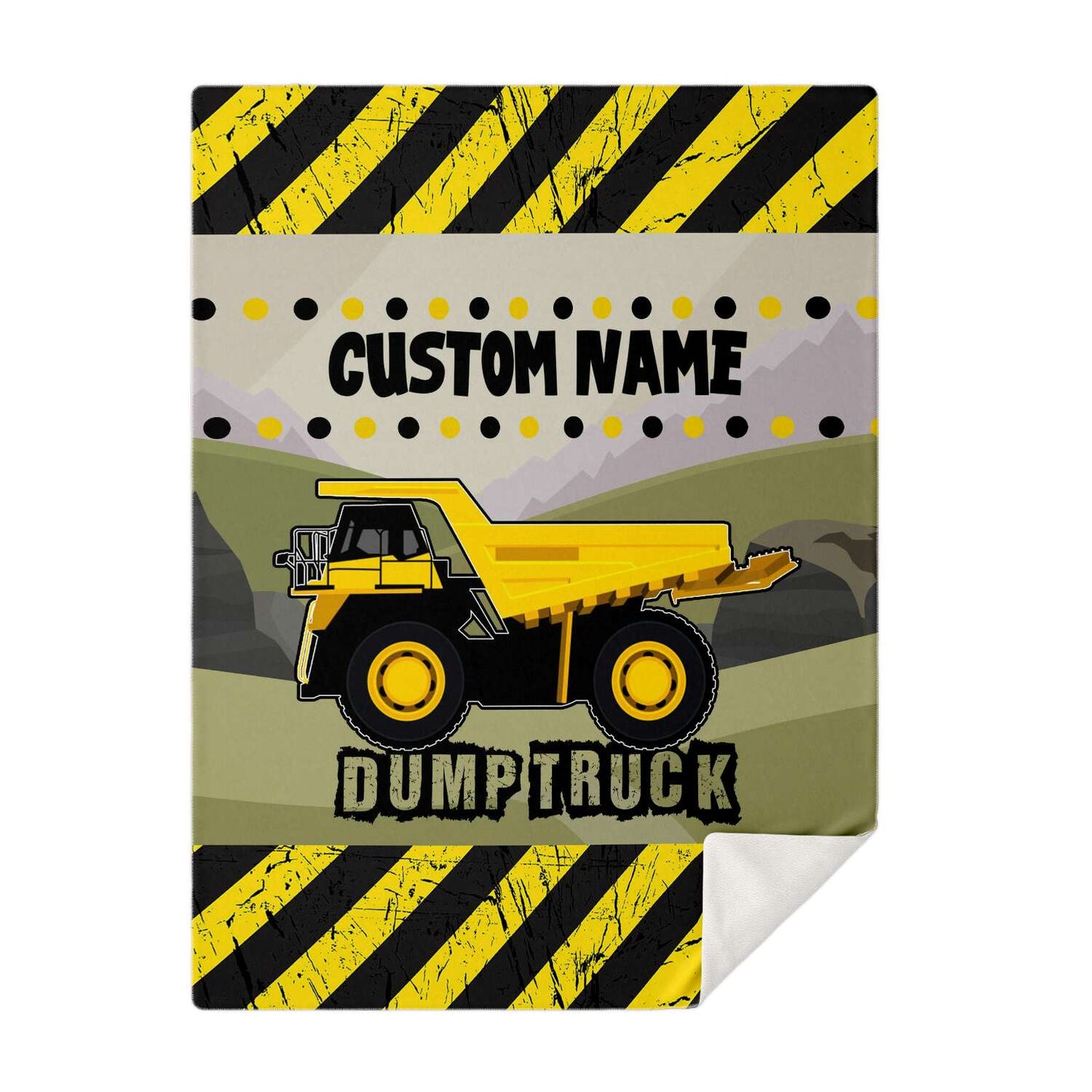 Personalized Name Dump Truck Blanket for Kids, Boys and Girls Custom Name Blanket