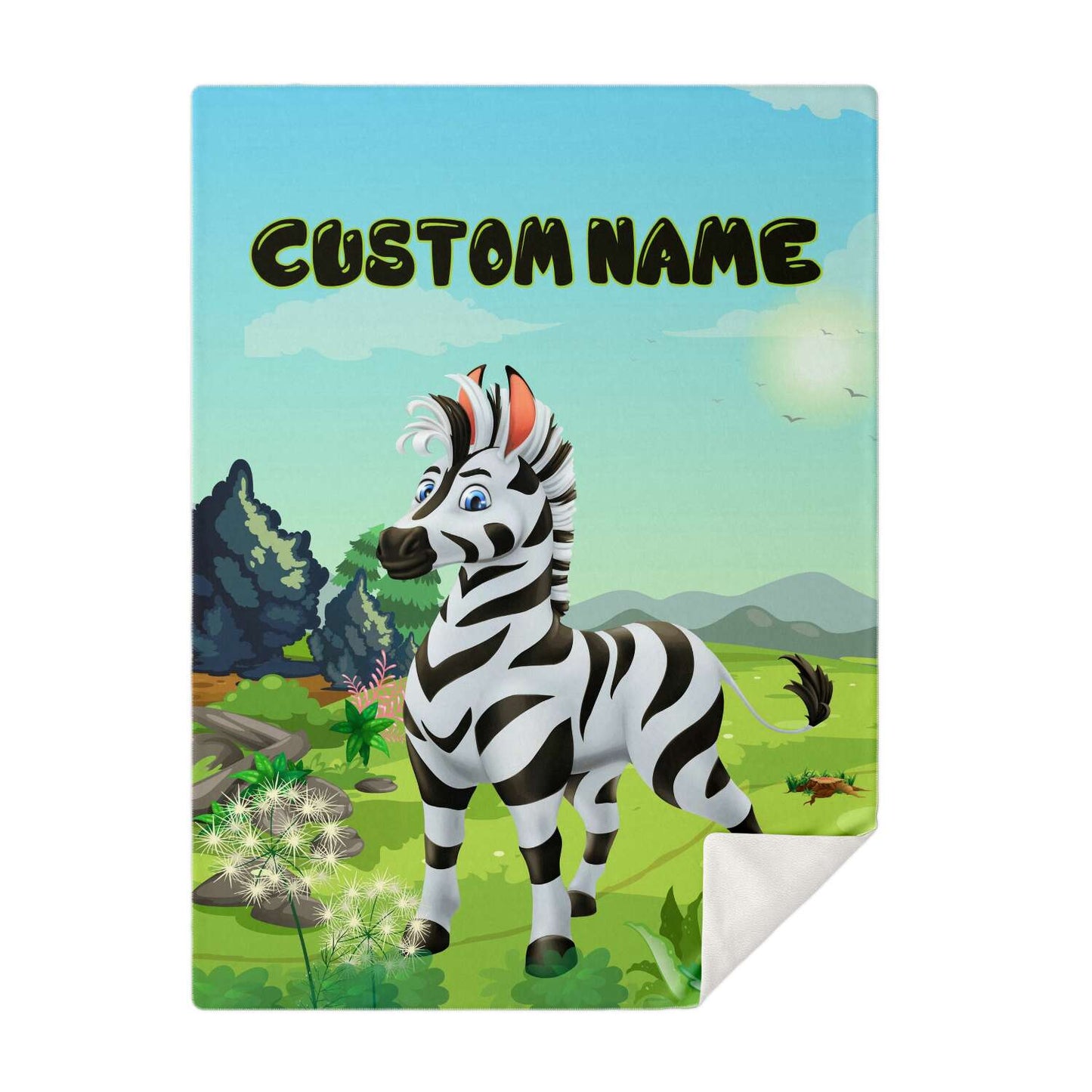 Personalized Name Zebra Blanket, Custom Name Wild Animals Blanket for Boys & Girls