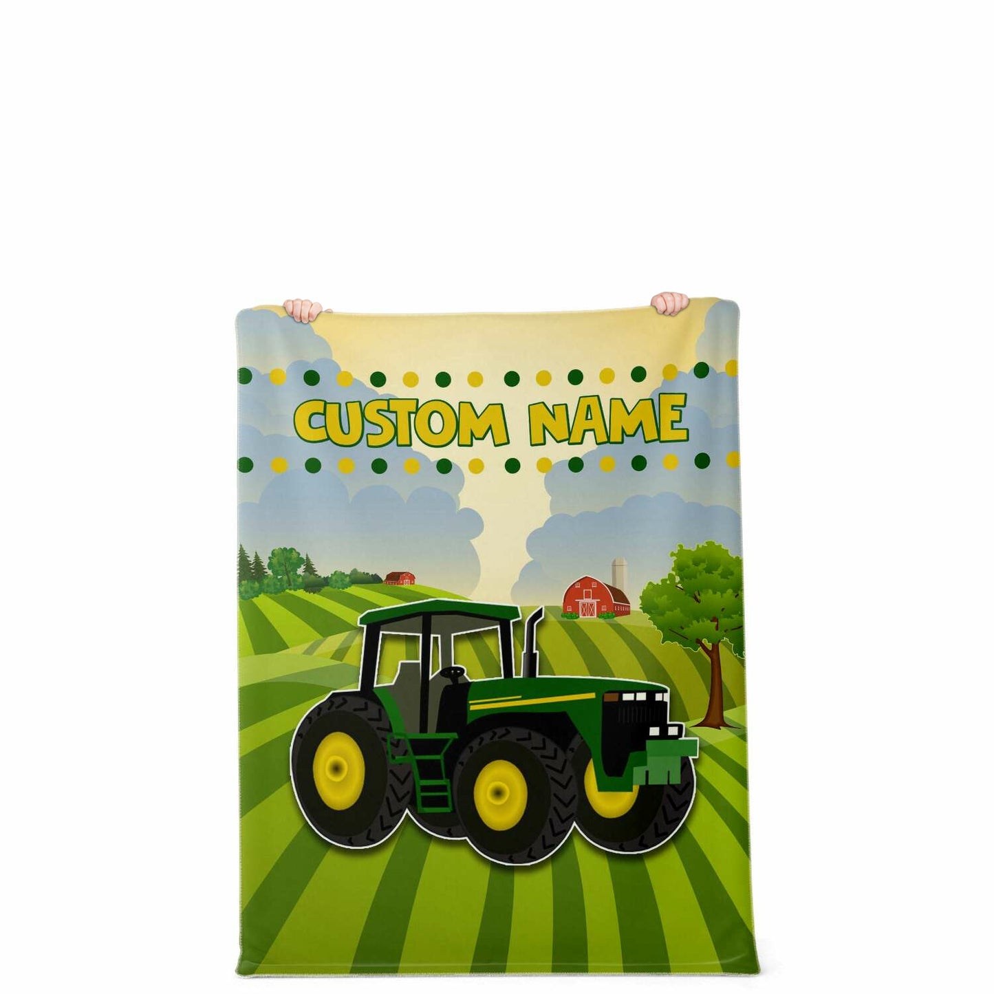 Personalized Name Big Green Tractor Blanket for Kids