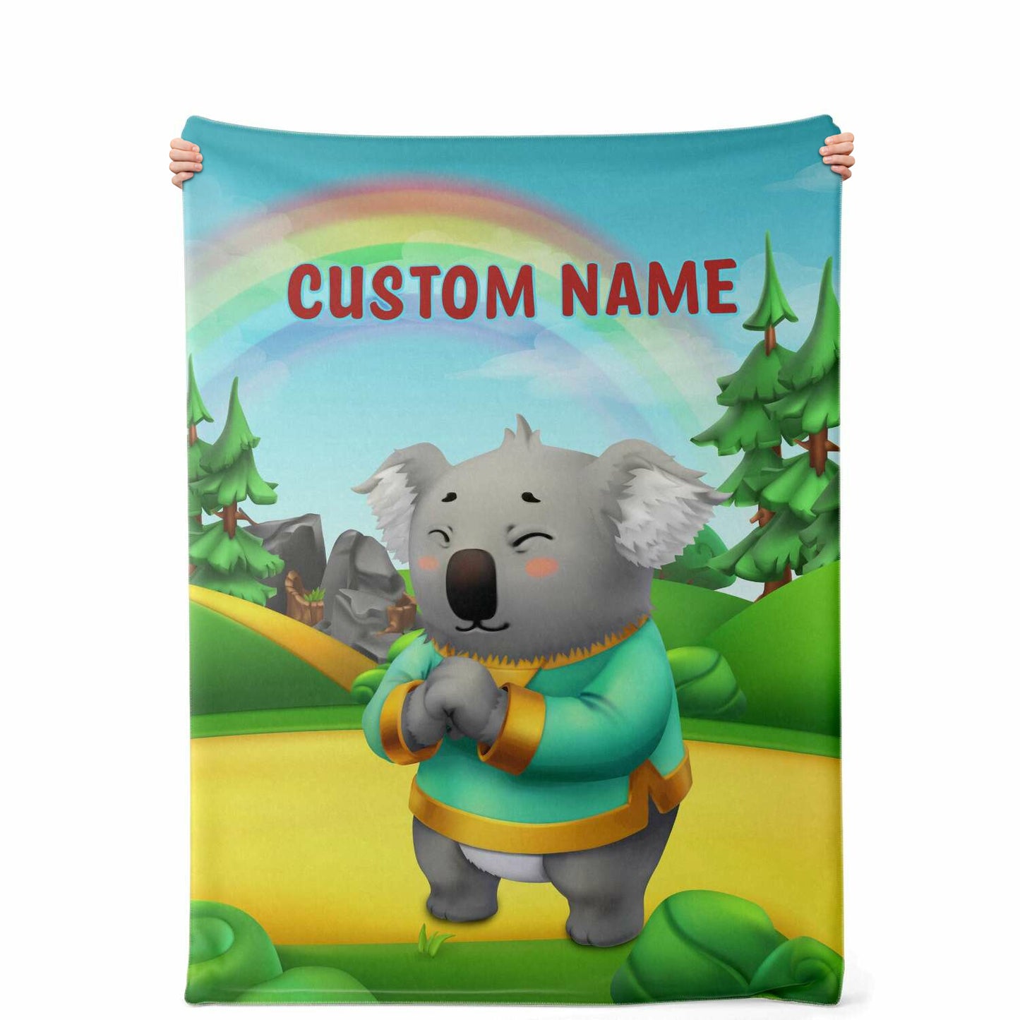 Personalized Name Koala, Animal Blanket for Kids, Custom Name Blanket for Boys & Girls
