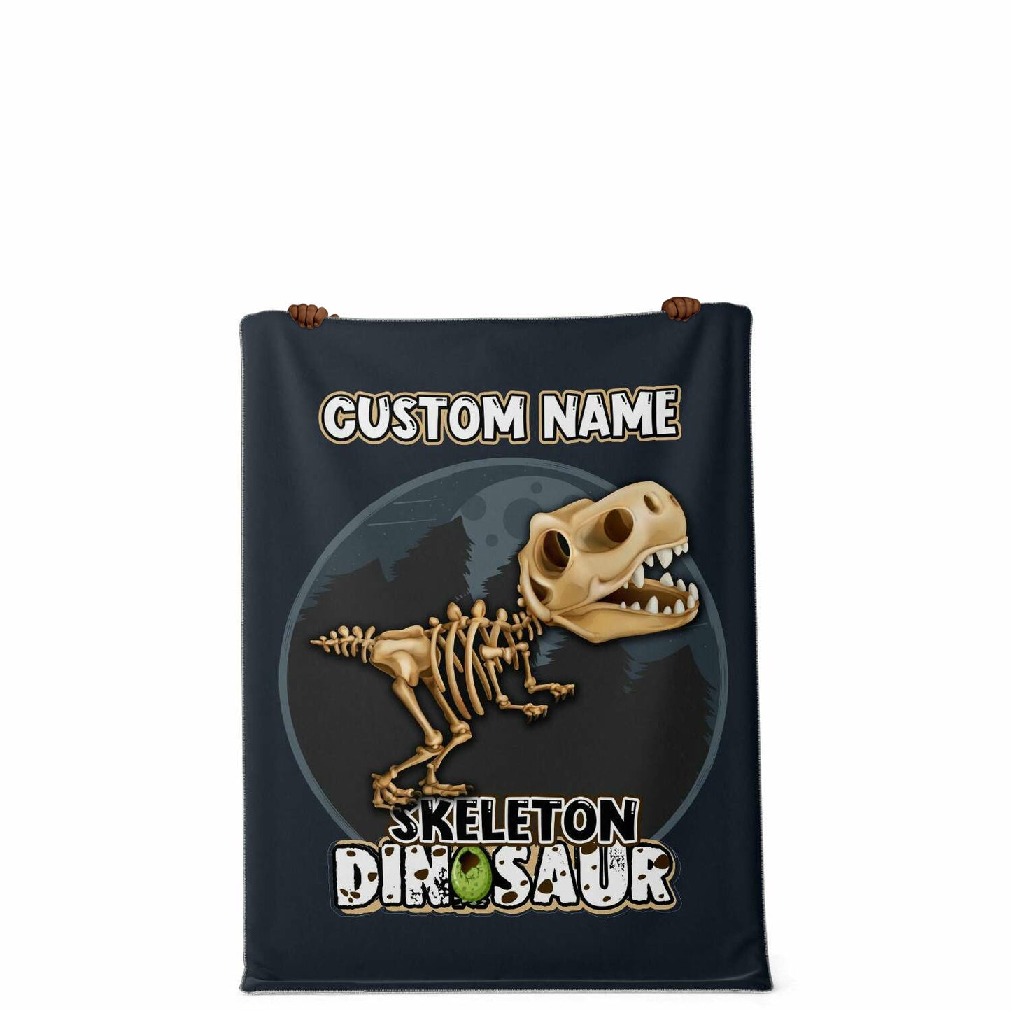 Personalized Name T-Rex Skeleton Dinosaur Blanket for Kids, Custom Name Blanket for Boys & Girls