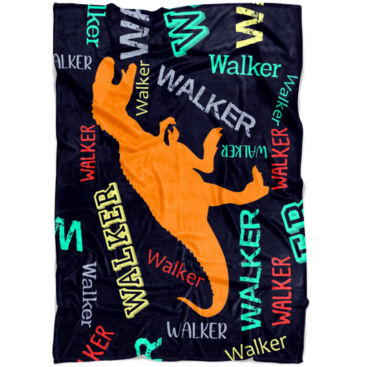 Dinosaurs T-Rex Personalized Name Blanket for Boys, Kids - Walker