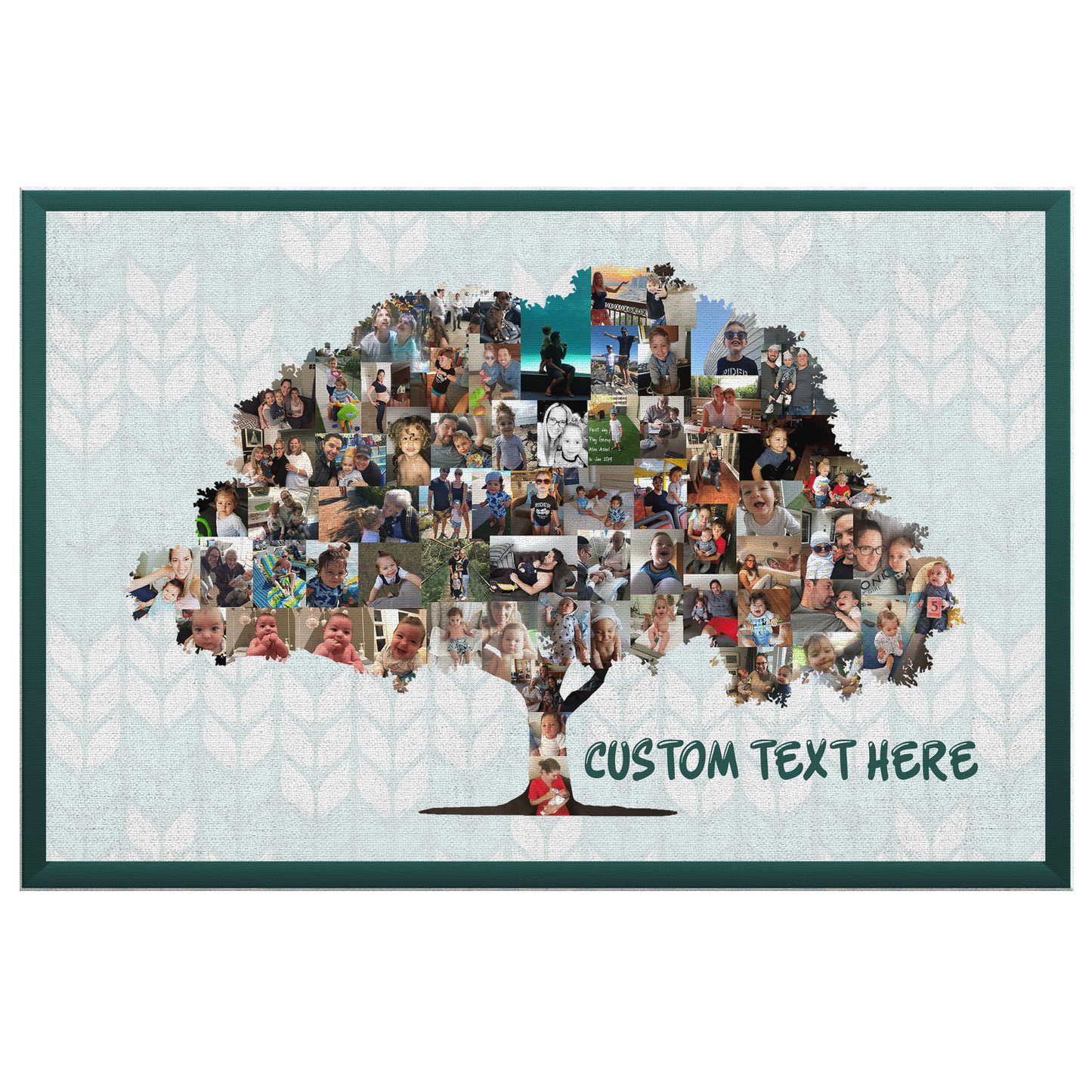 Family Tree Photo Collage Wall Art - Green Frame