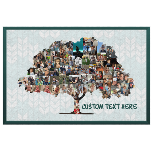 Family Tree Photo Collage Wall Art - Green Frame
