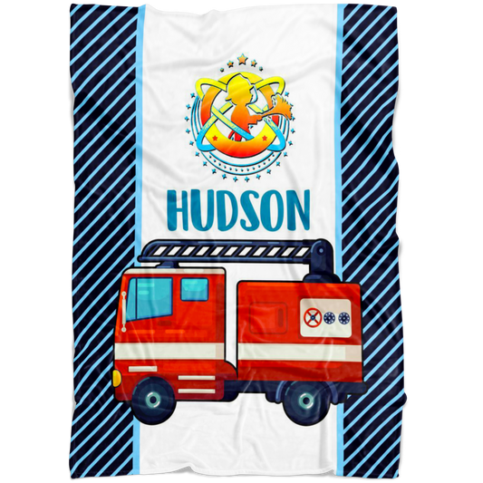 Personalized Name Firefighter Blanket for Boys - Hudson
