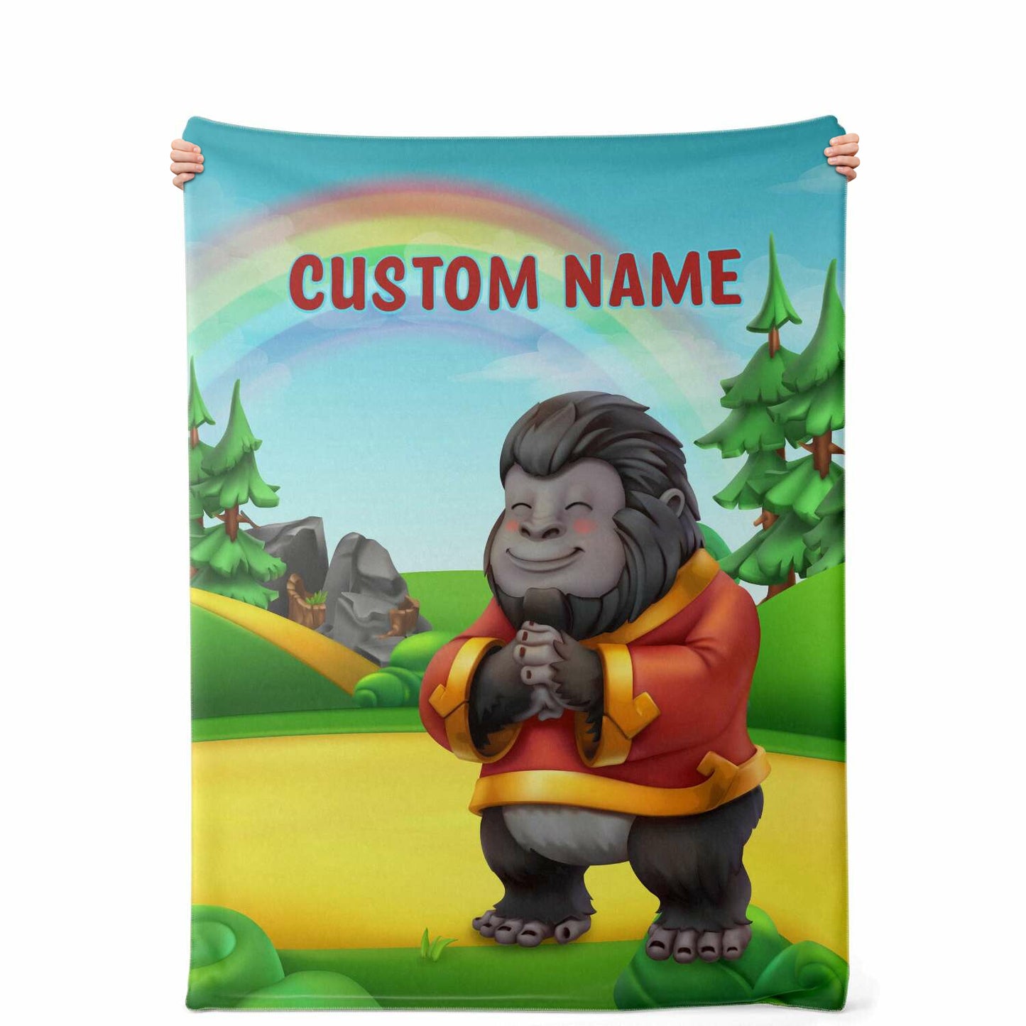 Personalized Name Gorilla, Animal Blanket for Kids, Custom Name Blanket for Boys & Girls