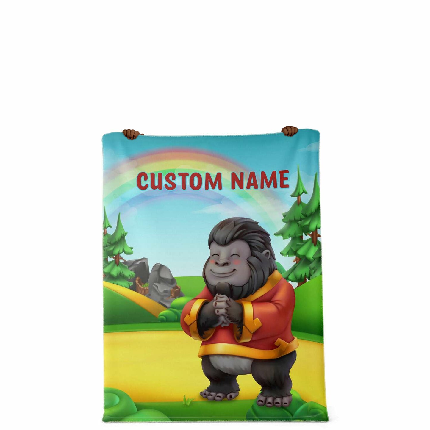 Personalized Name Gorilla, Animal Blanket for Kids, Custom Name Blanket for Boys & Girls
