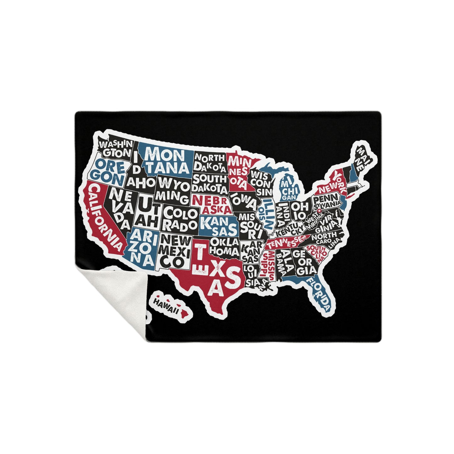 USA Map with State Names Premium Blanket