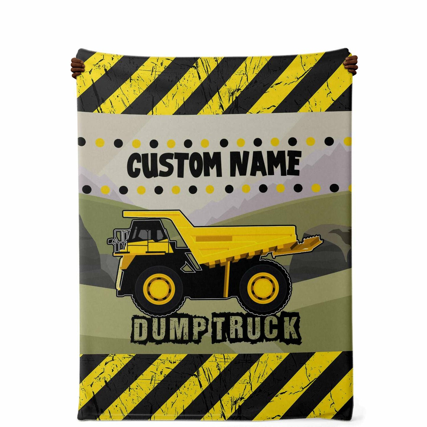 Personalized Name Dump Truck Blanket for Kids, Boys and Girls Custom Name Blanket