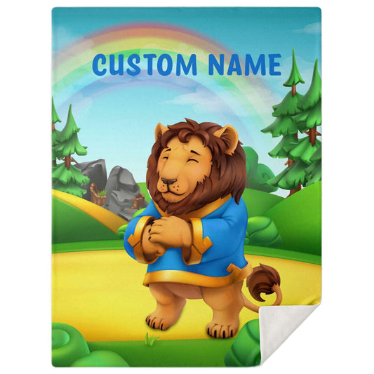 Personalized Name Lion, Animal Blanket for Kids, Custom Name Blanket for Boys & Girls