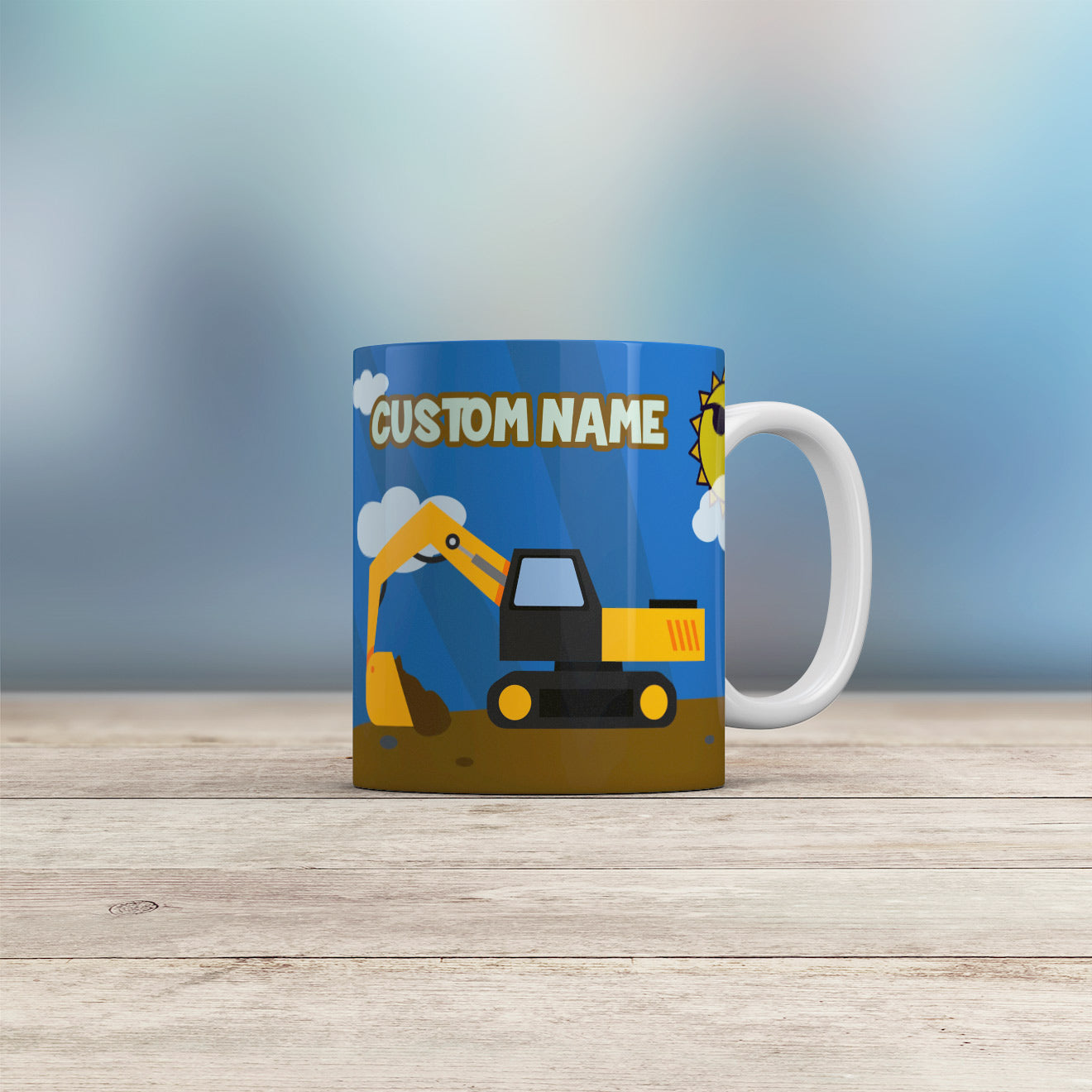 Personalized Name, Construction Machine, Excavator Mug for Kids 11oz