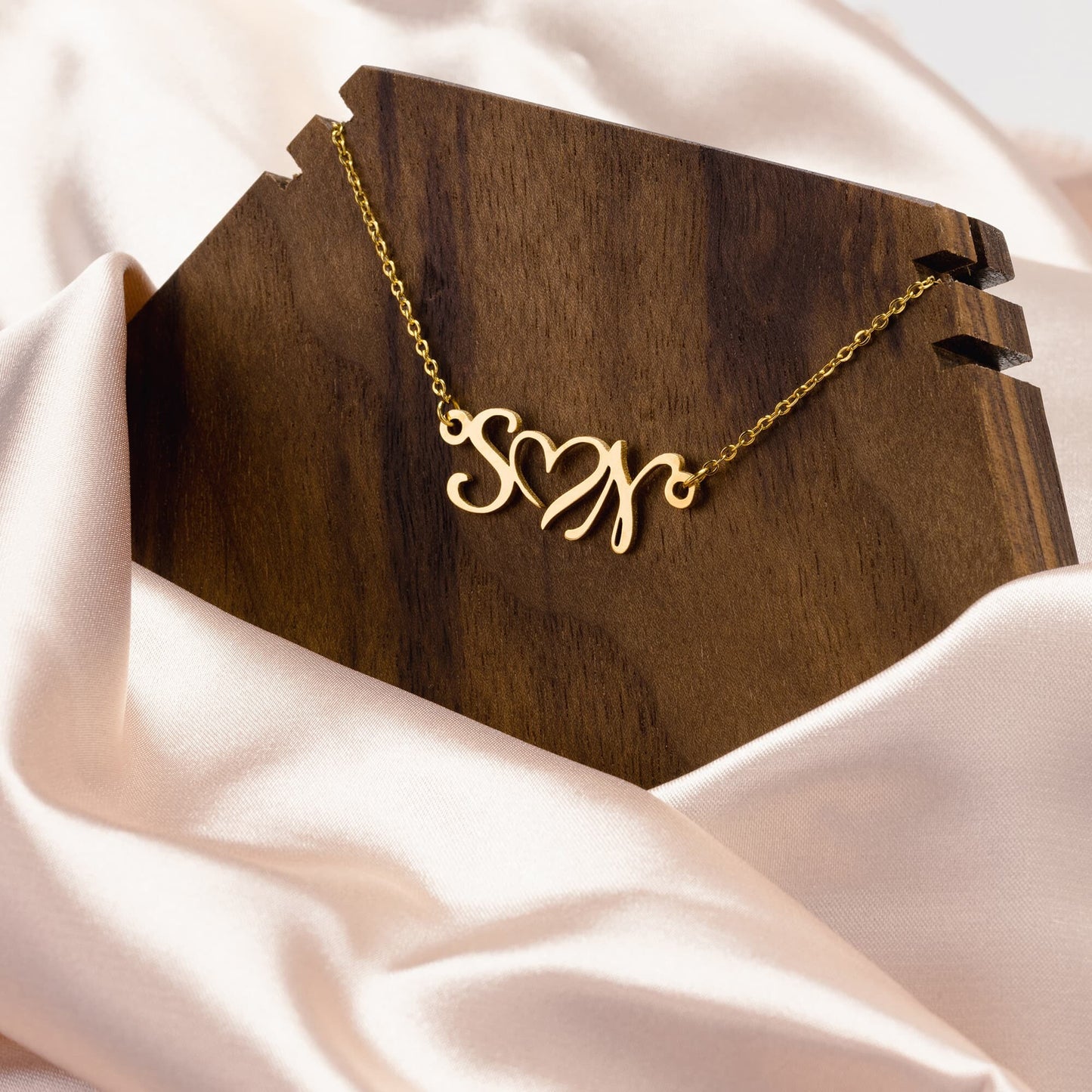 Personalized Double Initial Heart Necklace for Favorite Woman in Your Life