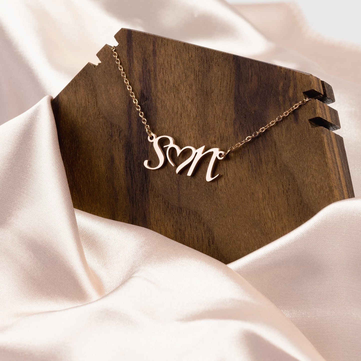 Personalized Double Initial Heart Necklace for Favorite Woman in Your Life