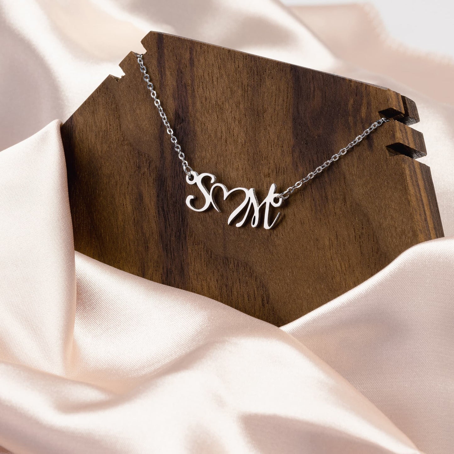 Personalized Double Initial Heart Necklace for Favorite Woman in Your Life