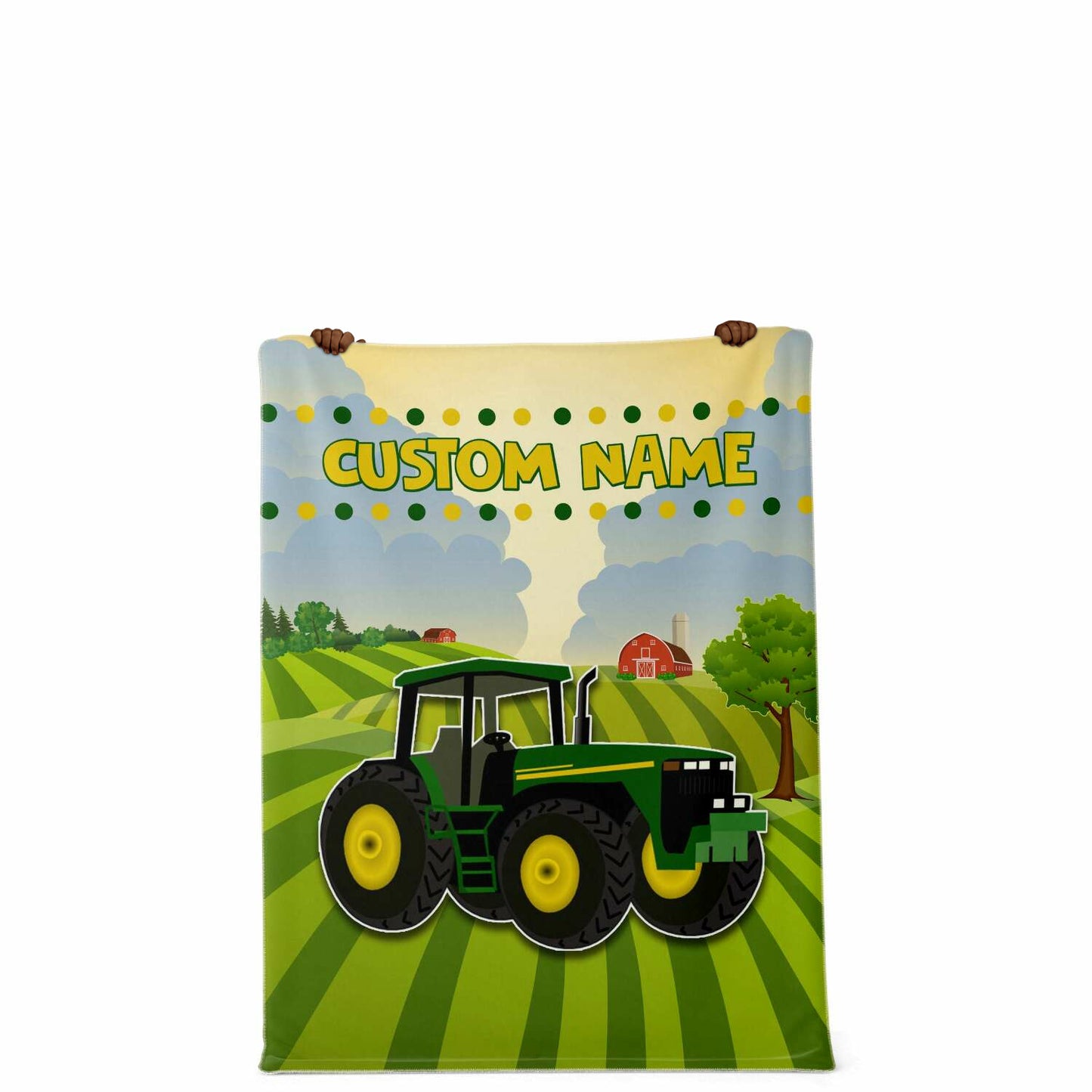 Personalized Name Big Green Tractor Blanket for Kids