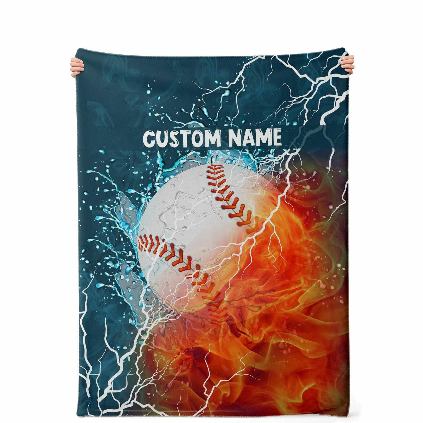 Personalized Name Baseball Blanket, Custom Name Sports Blanket for Boys & Girls