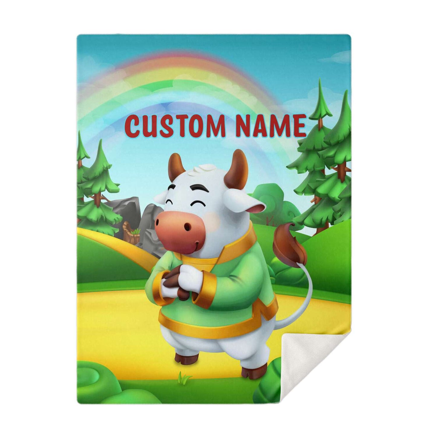 Personalized Name Bull Animal Blanket for Kids, Custom Name Blanket for Boys & Girls