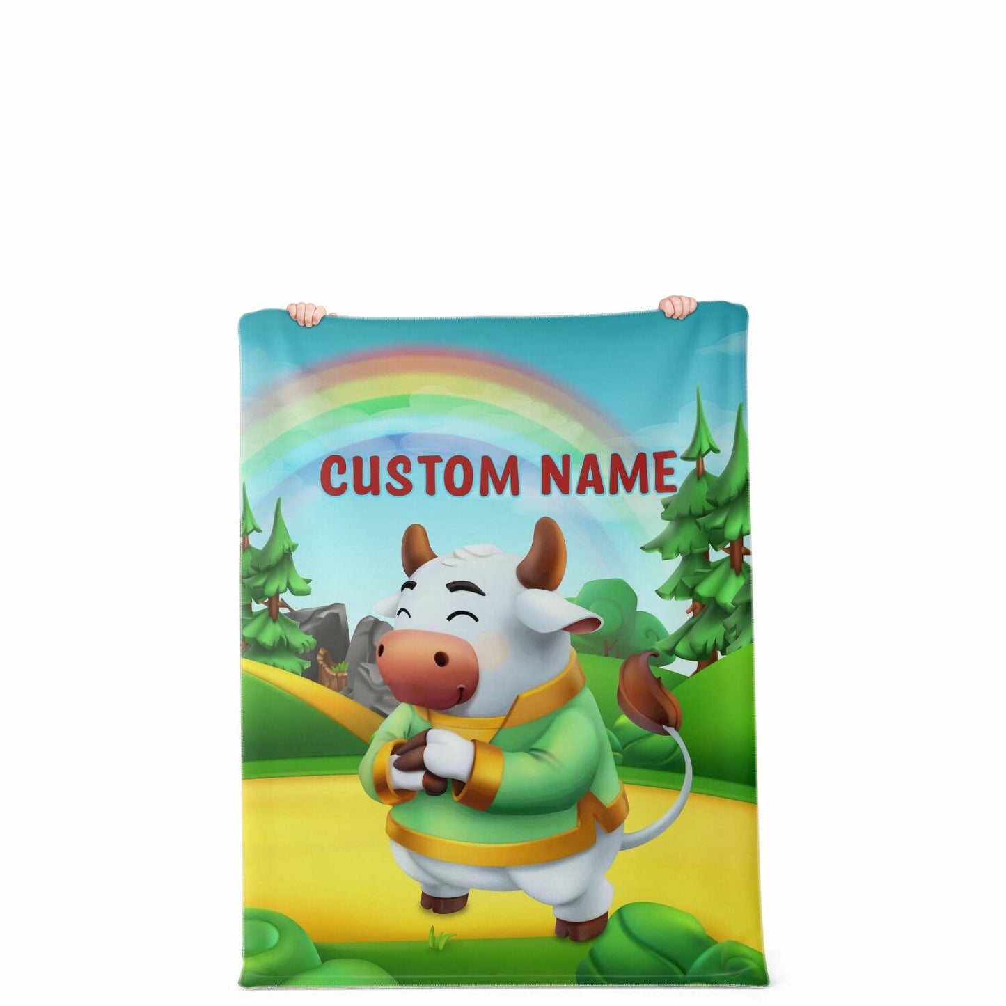 Personalized Name Bull Animal Blanket for Kids, Custom Name Blanket for Boys & Girls
