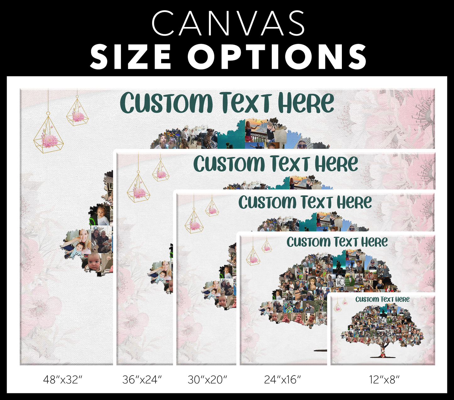 Family Tree Photo Collage Wall Art - Rose Flowers