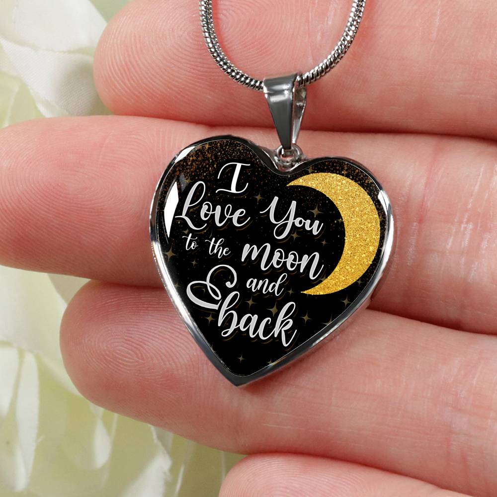 I Love You To The Moon and Back Heart Necklace for Wife, Girlfriend