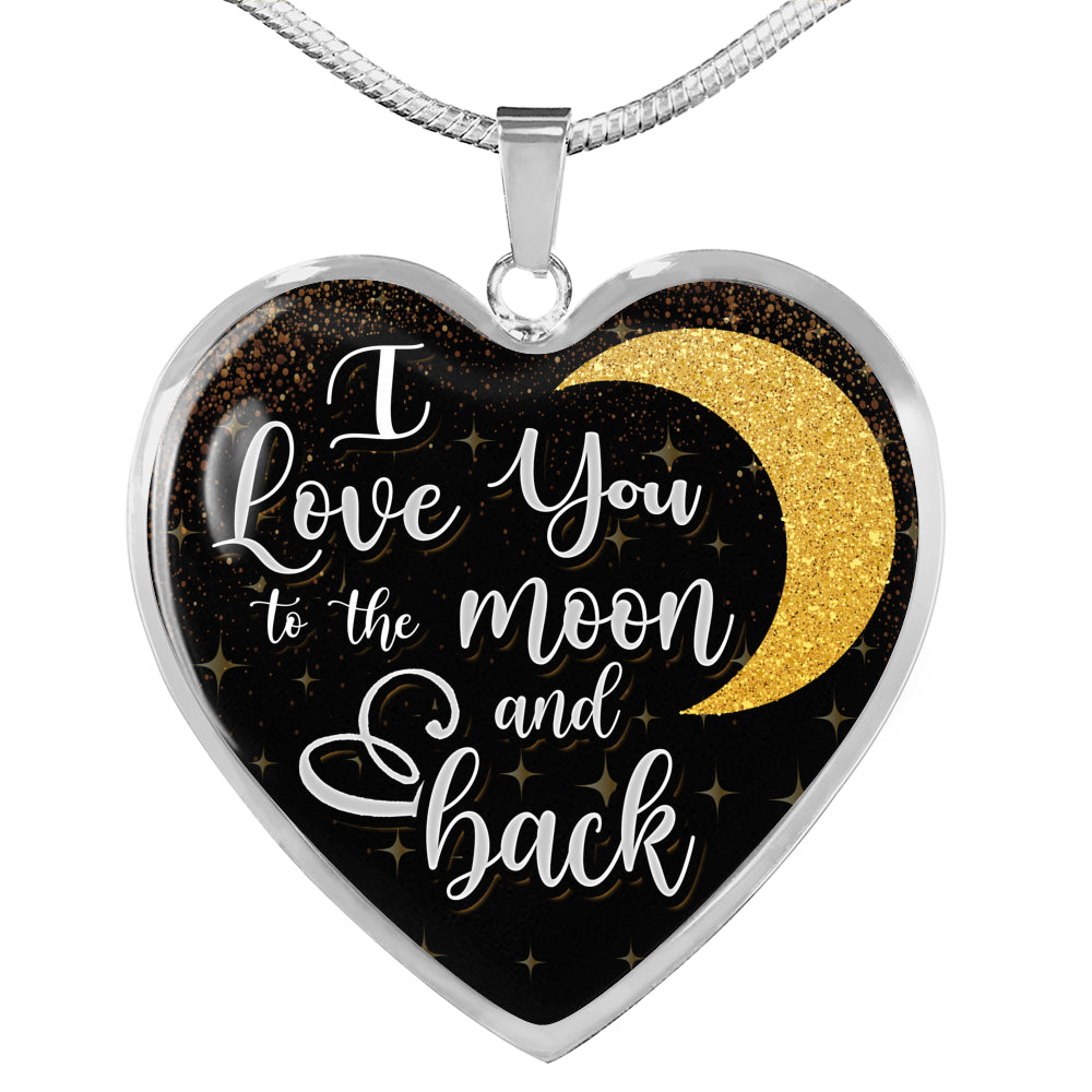 I Love You To The Moon and Back Heart Necklace for Wife, Girlfriend