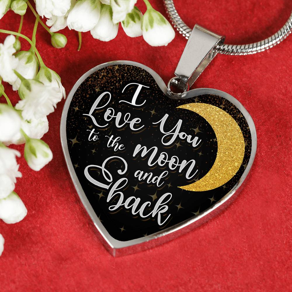 I Love You To The Moon and Back Heart Necklace for Wife, Girlfriend