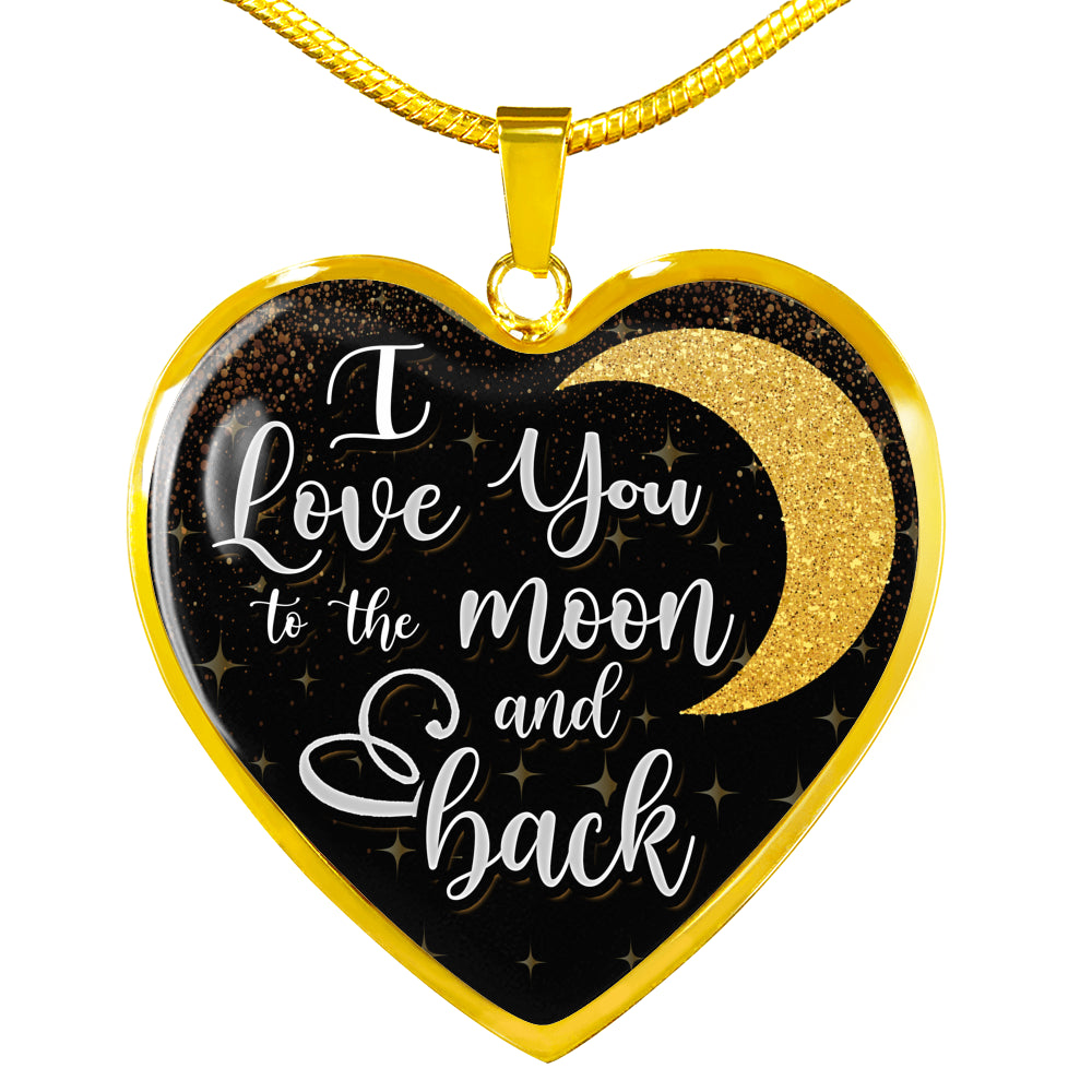 I Love You To The Moon and Back Heart Necklace for Wife, Girlfriend
