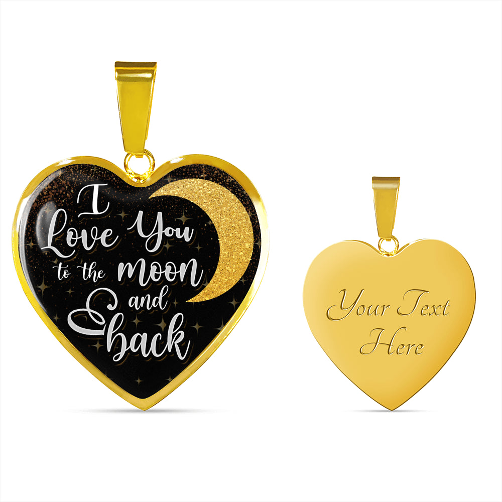 I Love You To The Moon and Back Heart Necklace for Wife, Girlfriend