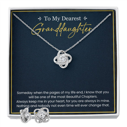 Granddaughter Gift from Grandma - Love Knot Earring & Necklace Set