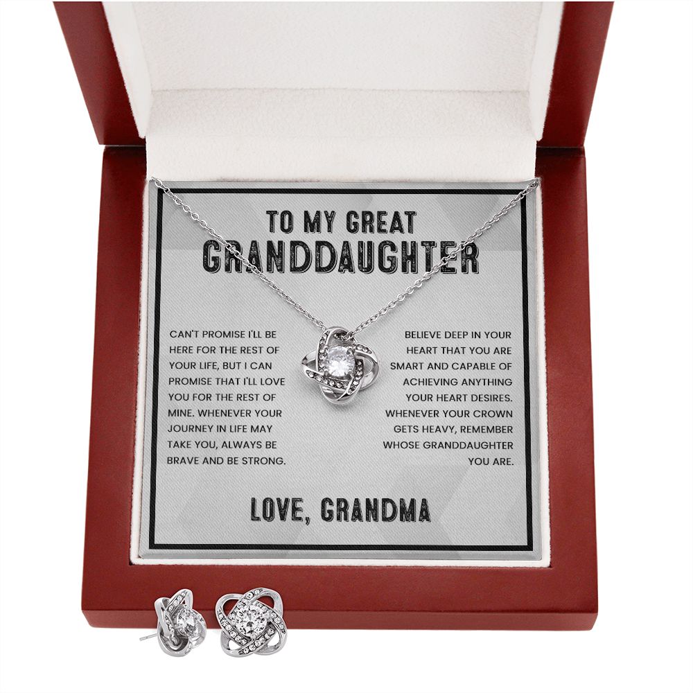 Granddaughter Gifts from Grandma - Love Knot and Earrings Set