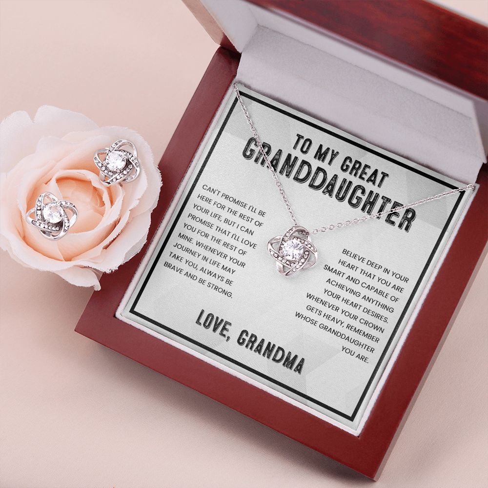 Granddaughter Gifts from Grandma - Love Knot and Earrings Set