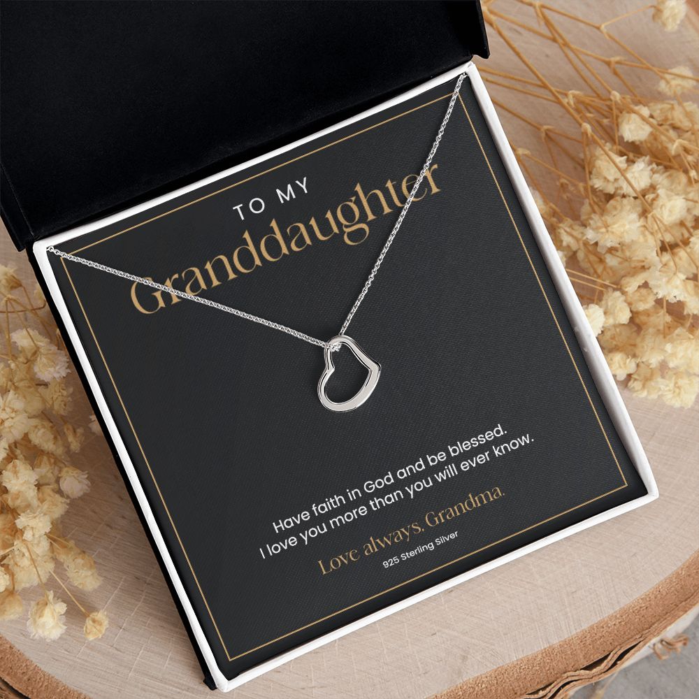 Granddaughter Gifts from Grandma - Silver Heart Necklace