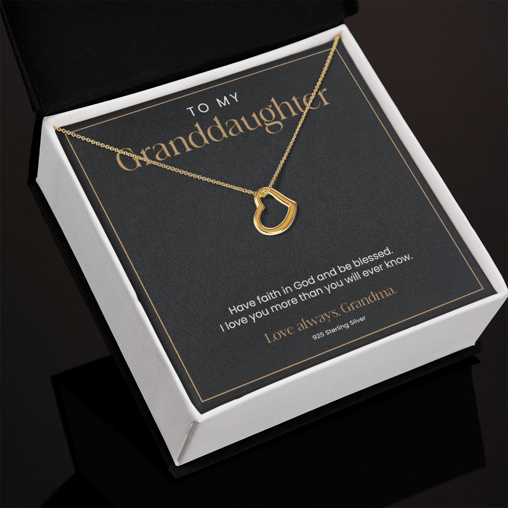 Granddaughter Gifts from Grandma - Silver Heart Necklace