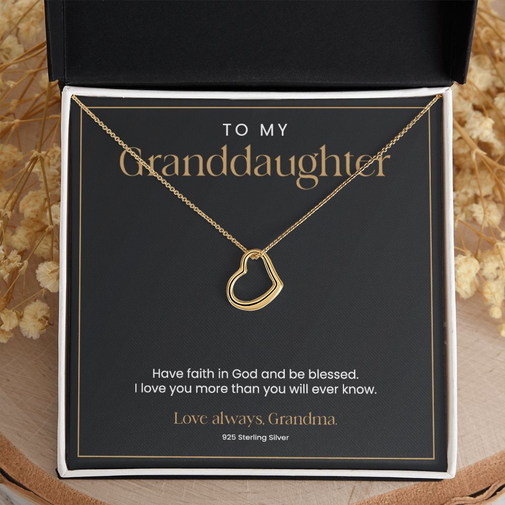 Granddaughter Gifts from Grandma - Silver Heart Necklace