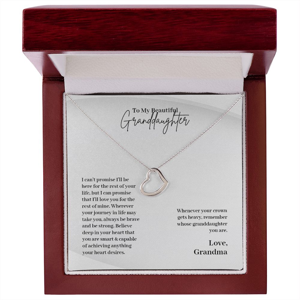 Granddaughter Gift from Grandma - Delicate Heart Necklace