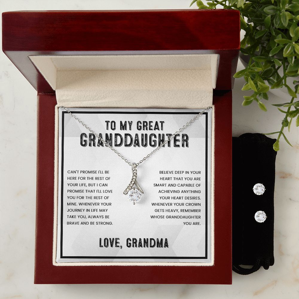 Granddaughter Gifts from Grandma - Alluring Beauty Necklace & Earrings Set