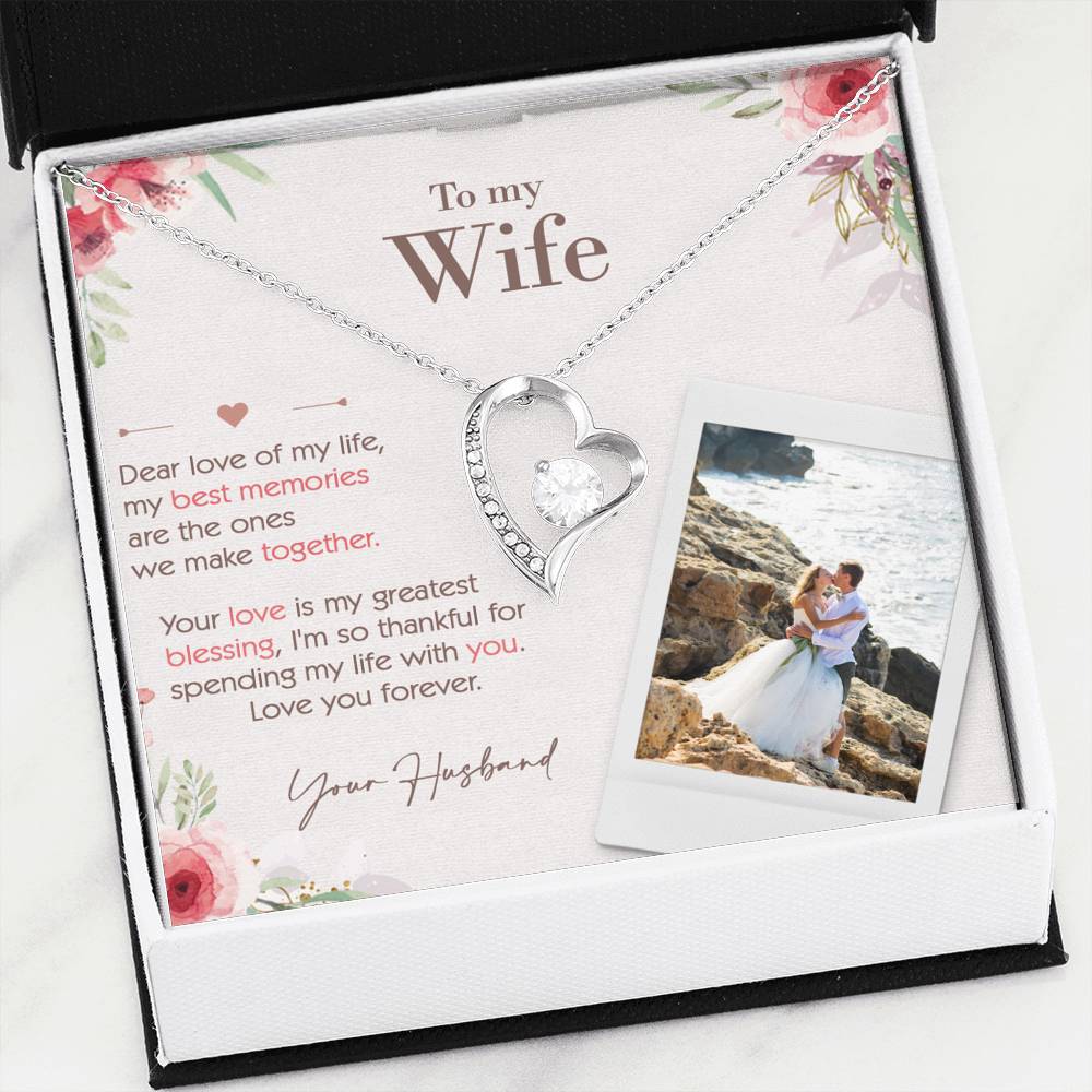 To My Wife, Love of My Life Forever Love Necklace, Gift for Wife, Custom Photo Upload