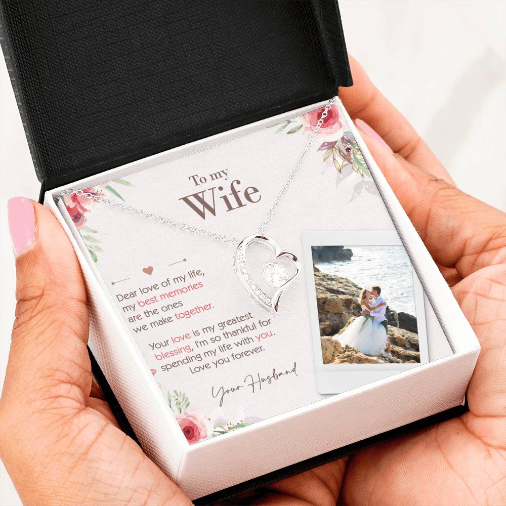 To My Wife, Love of My Life Forever Love Necklace, Gift for Wife, Custom Photo Upload