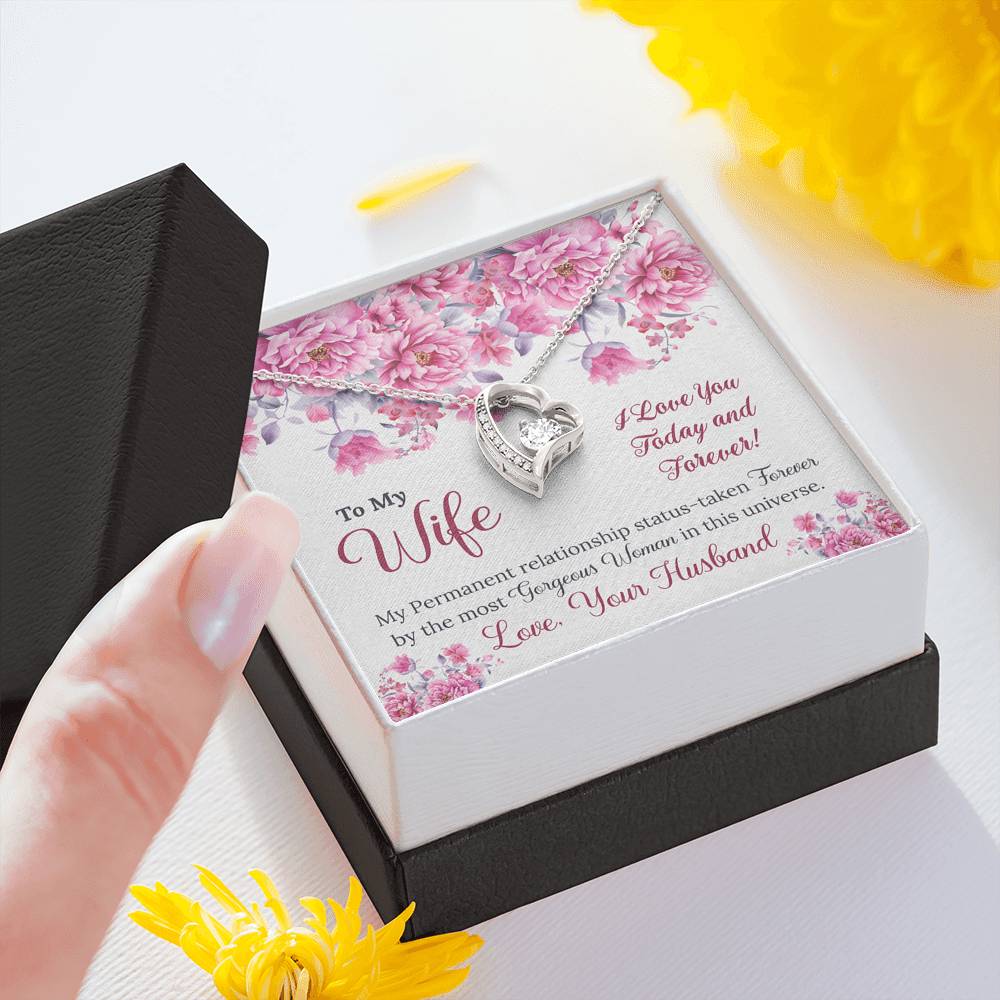 To My Wife Gift Forever Love Necklace with A Message Card